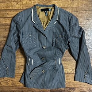 Apostrophe • Navy Blue/Brown • Striped • Size 22W (2 X-Large) • Trench Jacket